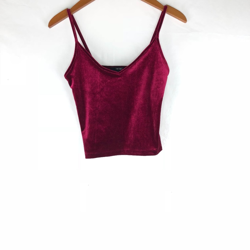 Forever 21 Velvet Crop Tank Tops Size Medium